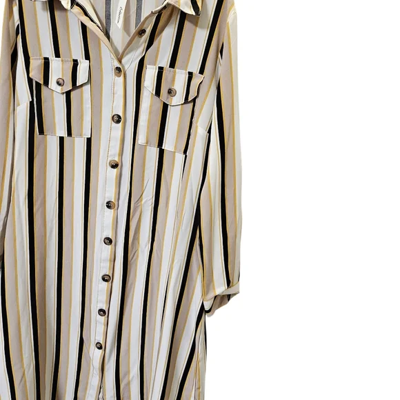 NY Collection Striped Button-Down Shirt Dress Size L - Picture 4 of 13